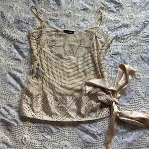 ✨ Vintage BEBE 100% Silk Beaded Boho Top ✨